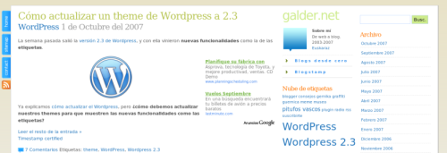GenkiTheme WordPress 2.3 en Castellano