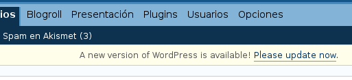 Nueva versión de WordPress disponible