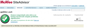 Captura de McAffe Site Advisor