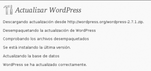 Resultado Actualización de WordPress