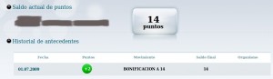 Captura de web que te dice cuantos puntos tienes en el carnet de conducir