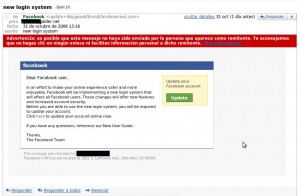 Otro email phishing de Facebook