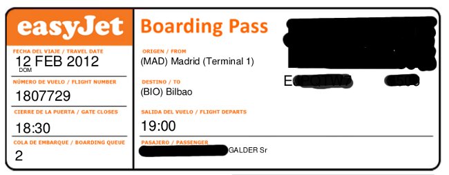 Tarjeta de embarque Madrid Bilbao con Easyjet con retraso