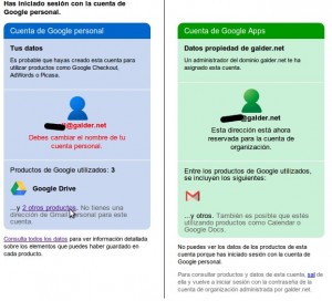 Comparando las dos cuentas de Google Apps y Gmail