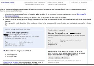 Error de transferencia de datos de cuentas