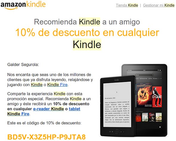 Cupón descuento Kindle 10%